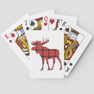Jeu De Cartes Élan des Fêtes de Noël Rouge Motif Carreaux Tartan