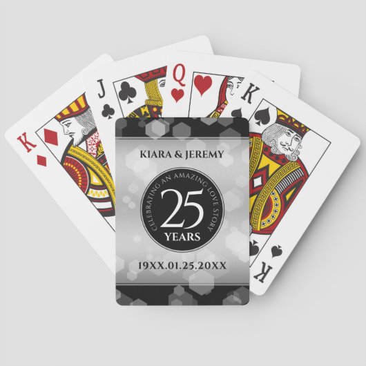 Jeu De Cartes Élégant 25e anniversaire de Mariage d'argent (dos)