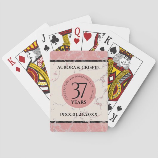 Jeu De Cartes Élégant 37e anniversaire du Mariage Alabaster (dos)
