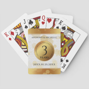 Jeu De Cartes Élégant 3ème anniversaire de Mariage en cuir