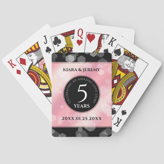 Jeu De Cartes Élégant 5ème anniversaire Mariage de quartz Rose (dos)
