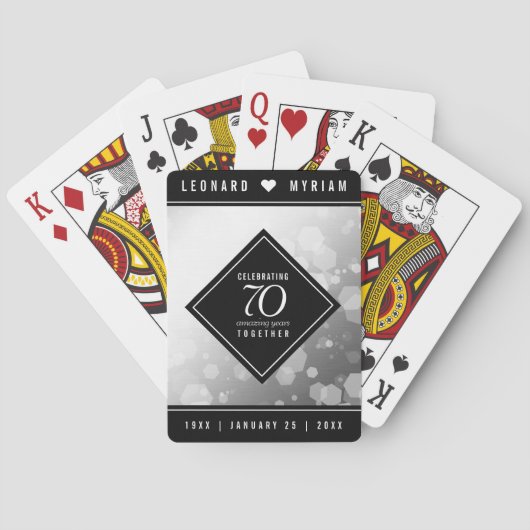 Jeu De Cartes Élégant 70e anniversaire de Mariage Platinum (dos)