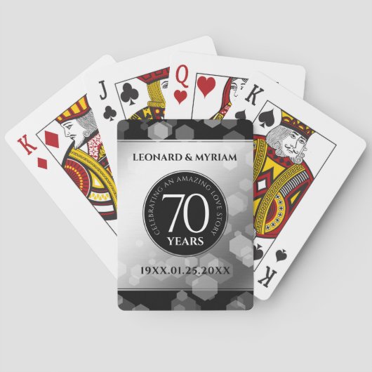 Jeu De Cartes Élégant 70e anniversaire de Mariage Platinum (dos)