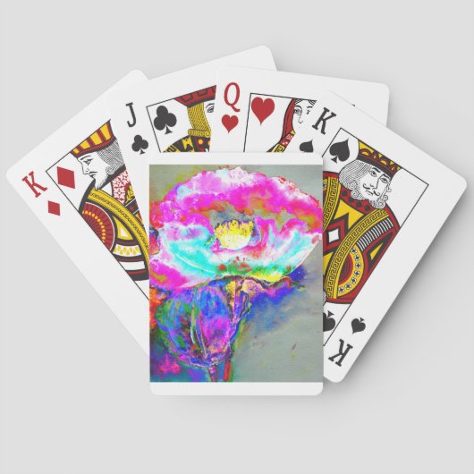 Jeu De Cartes Elégant abstrait Pink floral Peinture de pavot (dos)