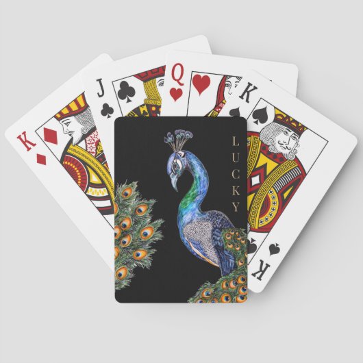 Jeu De Cartes Elégant aquarelle Peacock Lucky (dos)