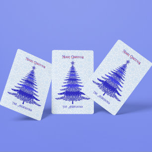Jeu De Cartes Elégant arbre de Noël Personnalisé bleu