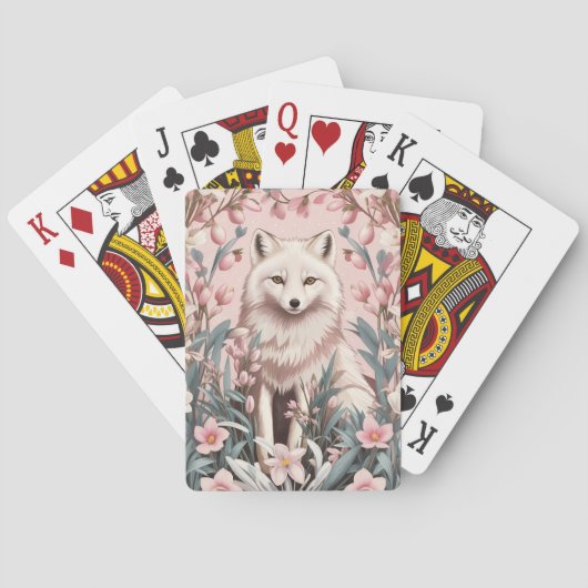 Jeu De Cartes Elegant Arctic Fox Pink Floral (dos)