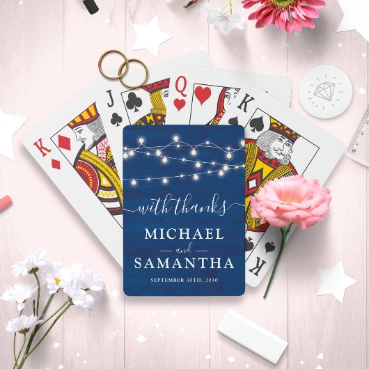 Jeu De Cartes Elégant Bleu Bois Rustique Mariage Favoriser Merci