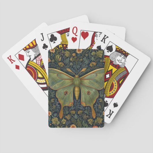 Jeu De Cartes Élégant boho rétro Luna moth botanique (dos)