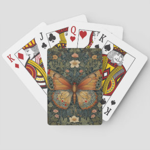 Jeu De Cartes Élégant buho rétro papillon botanique verdure