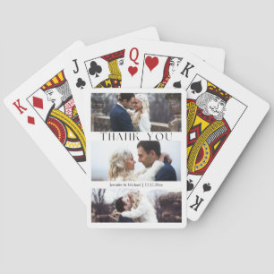 Jeu De Cartes élégant collage de 3 photos mariage remerciement