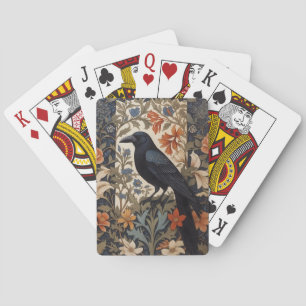 Jeu De Cartes Elégant corbeau noir William Morris Inspiré Floral