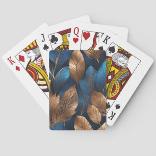 Jeu De Cartes Élégant design de nature de feuillage bleu or 