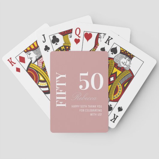Jeu De Cartes Elégant Dusty Pink 50e Anniversaire Nom (dos)