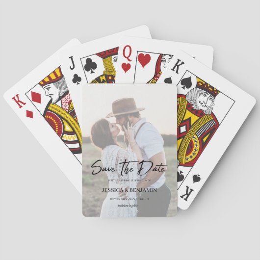Jeu De Cartes Élégant Faux Vellum Effet Photo Enregistrer La Dat (dos)