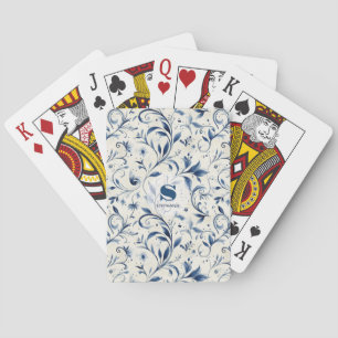 Jeu De Cartes Élégant Feuilles Blue Paisley - Arrière - plan bla