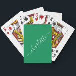 Jeu De Cartes Élégant Kelly Green Script Nom personnalisé<br><div class="desc">Élégant Kelly Green Script Nom Personnalisé Cartes de Jeu</div>