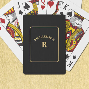 Jeu De Cartes Élégant Minimaliste Solitaire de Pont Noir & Or 
