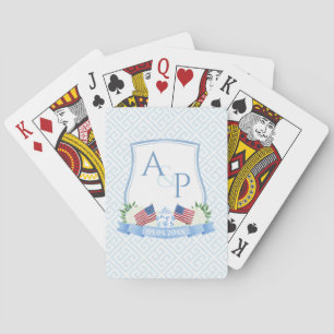 Jeu De Cartes Élégant Monogram USA Drapeau Mariage Faveur
