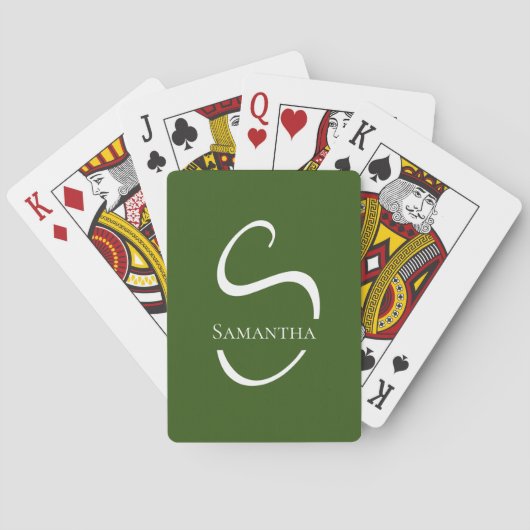 Jeu De Cartes Élégant Monogramme blanc vert (dos)