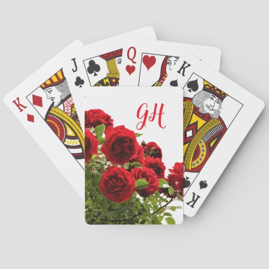 Jeu De Cartes Élégant Monogramme de bouquet de roses rouges (dos)