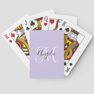 Jeu De Cartes Élégant monogramme de script lavande pâle
