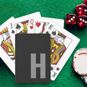 Jeu De Cartes Élégant Monogramme Initial Minimaliste Noir et Gri