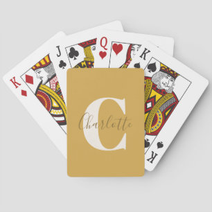 Jeu De Cartes Élégant Monogramme moderne Nom Dusty Jaune