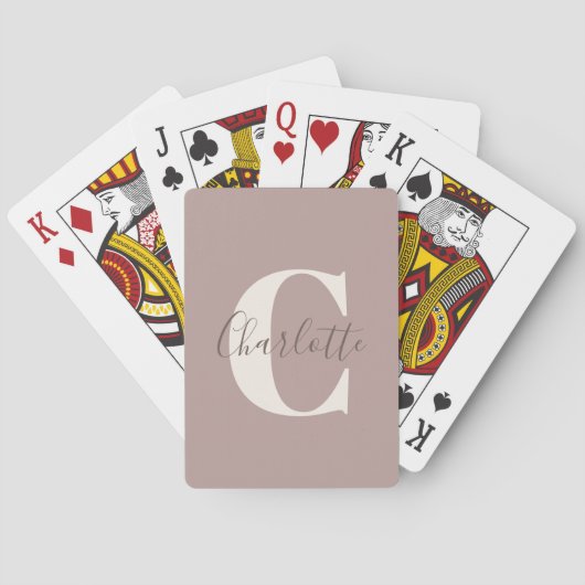 Jeu De Cartes Élégant Monogramme moderne Nom Dusty Mauve (dos)