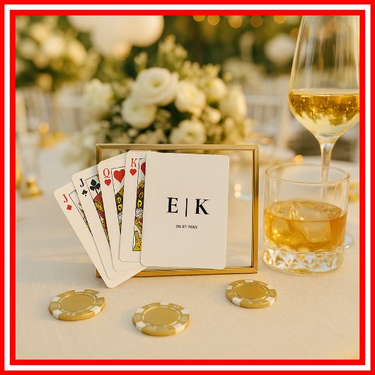Jeu De Cartes Élégant Monogramme moderne Simple Mariage noir bla