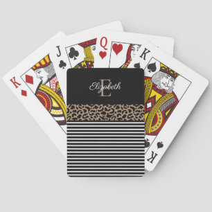 Jeu De Cartes Élégant Monogramme noir rayure blanche