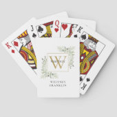 Jeu De Cartes Elégant Monogramme Or Personnalisé Vert (dos)