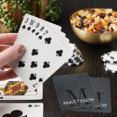 Jeu De Cartes Élégant Monogramme Script Black Brossé Métal (In Situ)