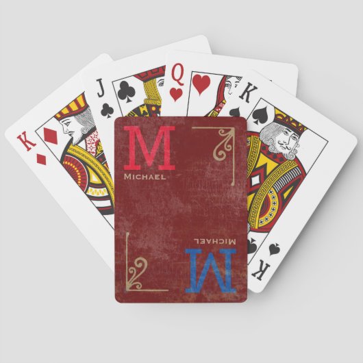 Jeu De Cartes élégant monogrammed rouge foncé (dos)