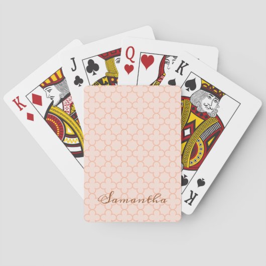 Jeu De Cartes Élégant Motif de Quatrefoil Rose Bleu (dos)