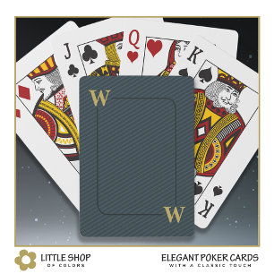 Jeu De Cartes Elegant noir rayure fine grise personnalisé initia