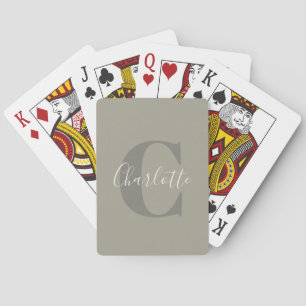 Jeu De Cartes Élégant nom de monogramme moderne en Taupe