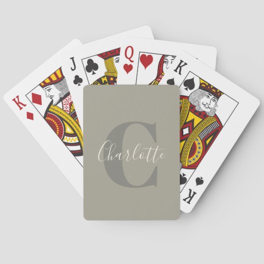 Jeu De Cartes Élégant nom de monogramme moderne en Taupe (dos)