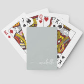 Jeu De Cartes Élégant Nom Monogramme Sage Green Script Pale (dos)