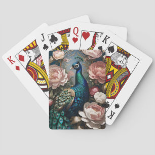 Jeu De Cartes Élégant Peacock Pink Peonies