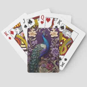 Jeu De Cartes Elégant Peacock Sur Purple William Morris Inspiré