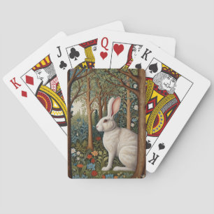 Jeu De Cartes Elégant retro boho blanc lapin boisé fleurs