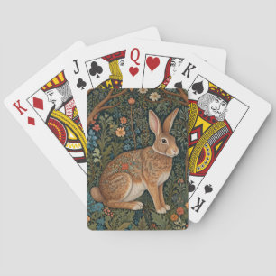 Jeu De Cartes Élégant retro lapin boisé boisé fleuri