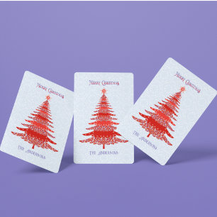 Jeu De Cartes Elégant sapin de Noël Personnalisé bleu rouge