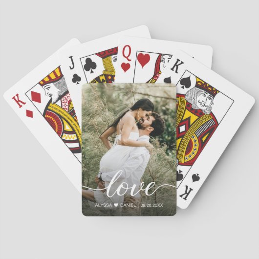 Jeu De Cartes Élégant script Amour Photo personnalisée Mariage (dos)