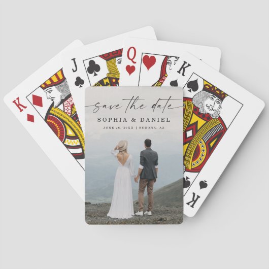 Jeu De Cartes Élégant Script Moderne Enregistrer La Date (dos)