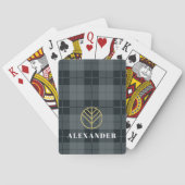 Jeu De Cartes Élégant Tartan Noir Plaid Monogramme (dos)