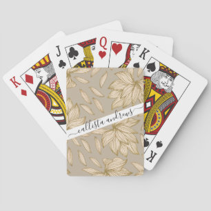 Jeu De Cartes Elégant Taupe Gold Parties scintillant Floral Line