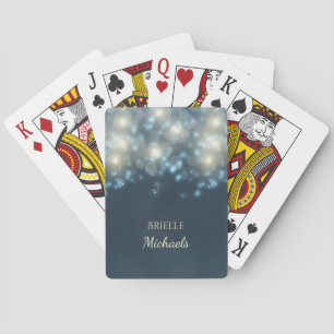 Jeu De Cartes Élégant Turquoise Bokeh Glamor avec nom