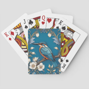 Jeu De Cartes Élégant turquoise Kingfisher Bird Floral